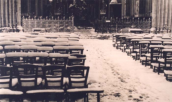 Interior cubierto de nieve, noviembre de 1945