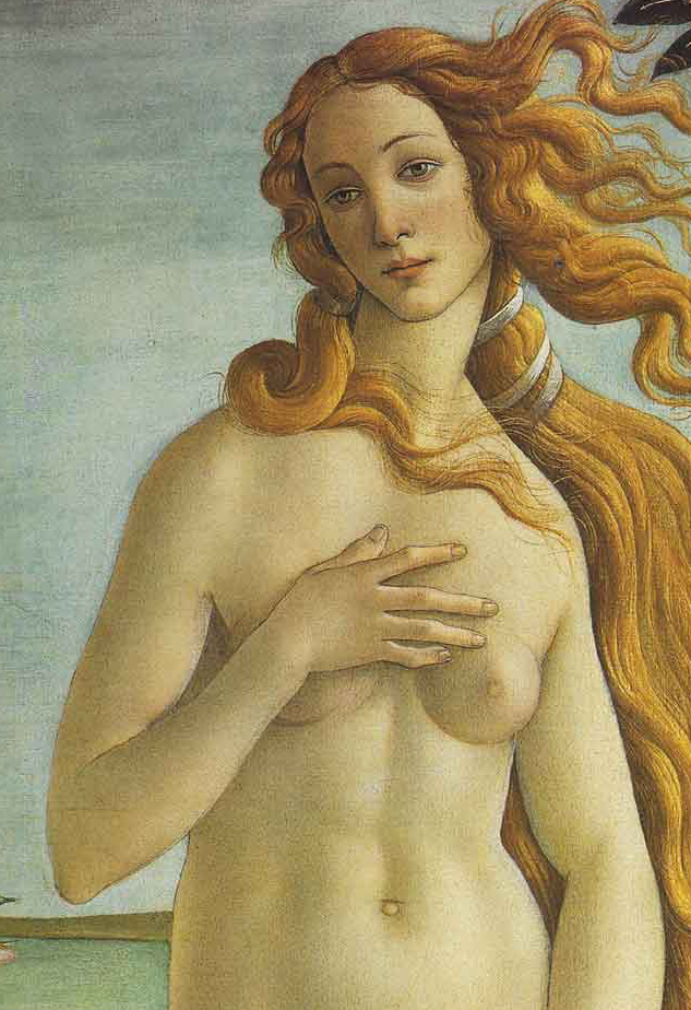 Detalle del Nacimiento de Venus, Sandro Botticelli, 1484-1486. Museo degli Uffizi, Florencia