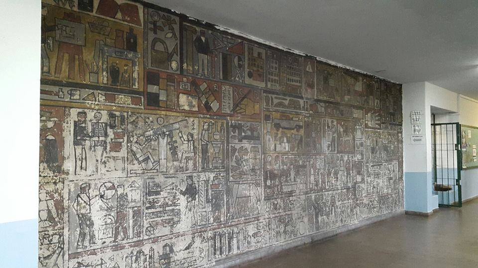 Mural Oficios, Julio Alpuy, 1955. Liceo N.3 Dámaso Antonio Larrañaga